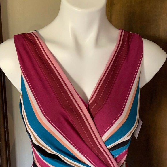 Roz & Ali Dressbarn  pink, blue stripe DRESS. Misses Size 2. NWT! - Picture 2 of 5